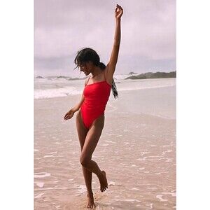 New! Belle The Label x Free People Maillot Ruched One Piece Cherry Red, Size XL